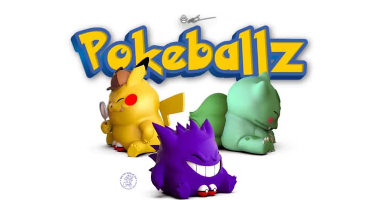 Alex Solis of Oddworx Presents Detective Pikachu x Gengar x Bulbasaur Pokeballz Series